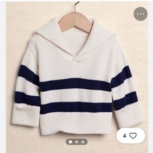 Banana Republic White and Navy Striped Baby Sweater